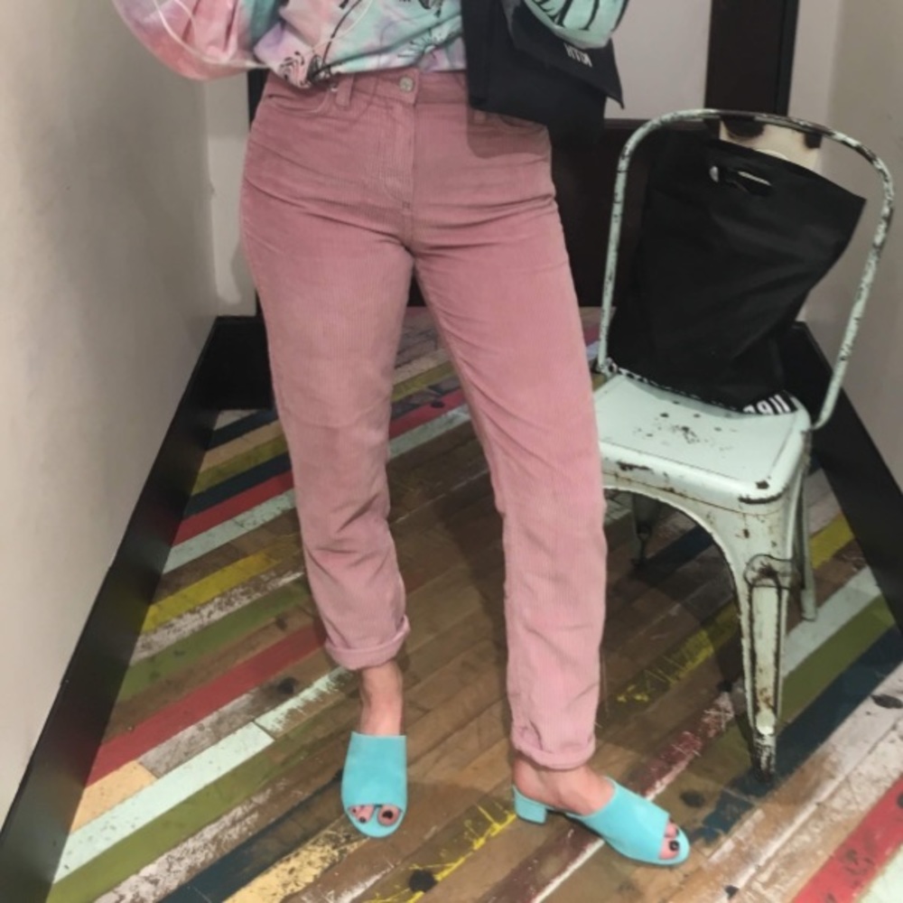 BDG Pink Corduroy Mom Jeans